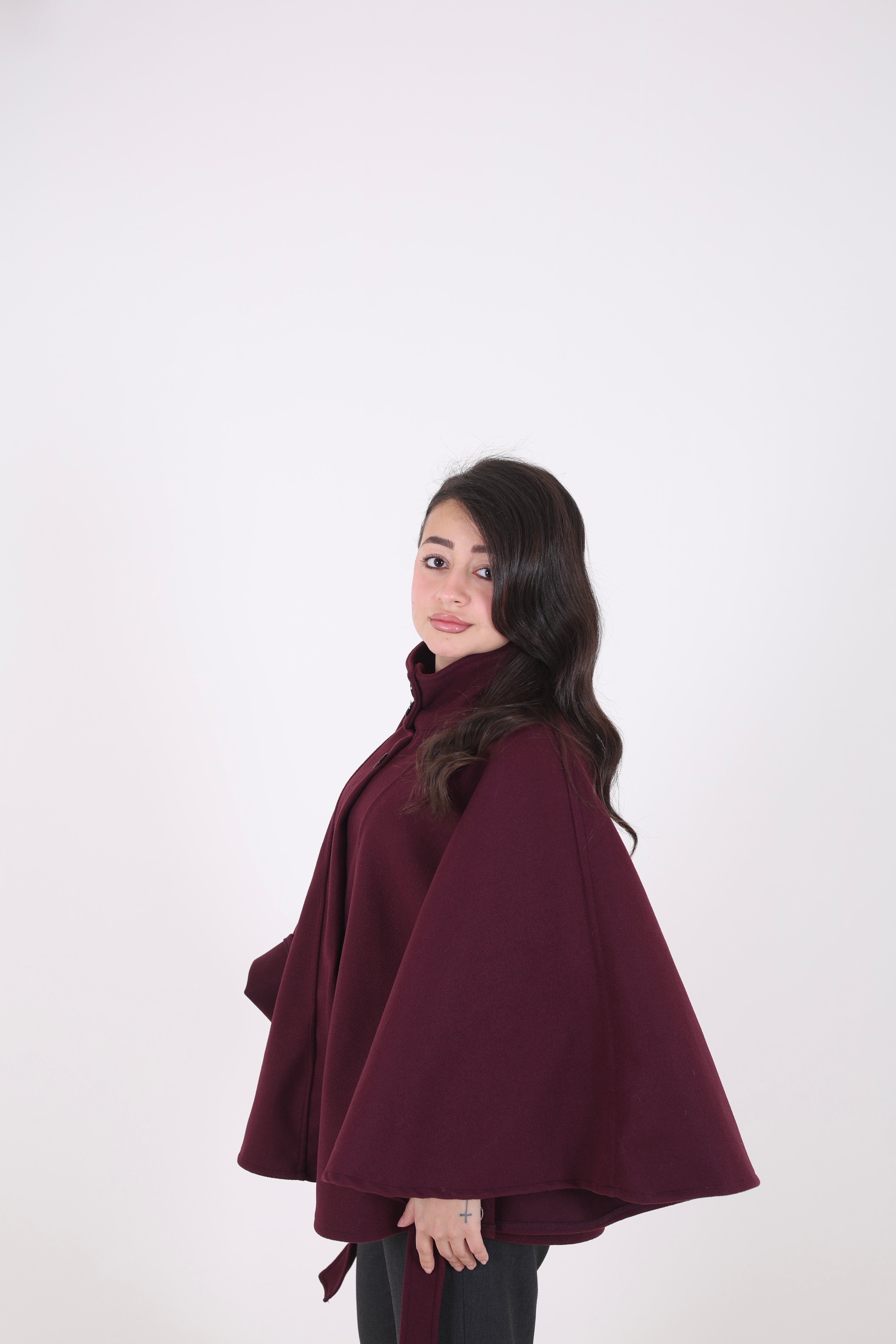 Open Wool Cape Jacket