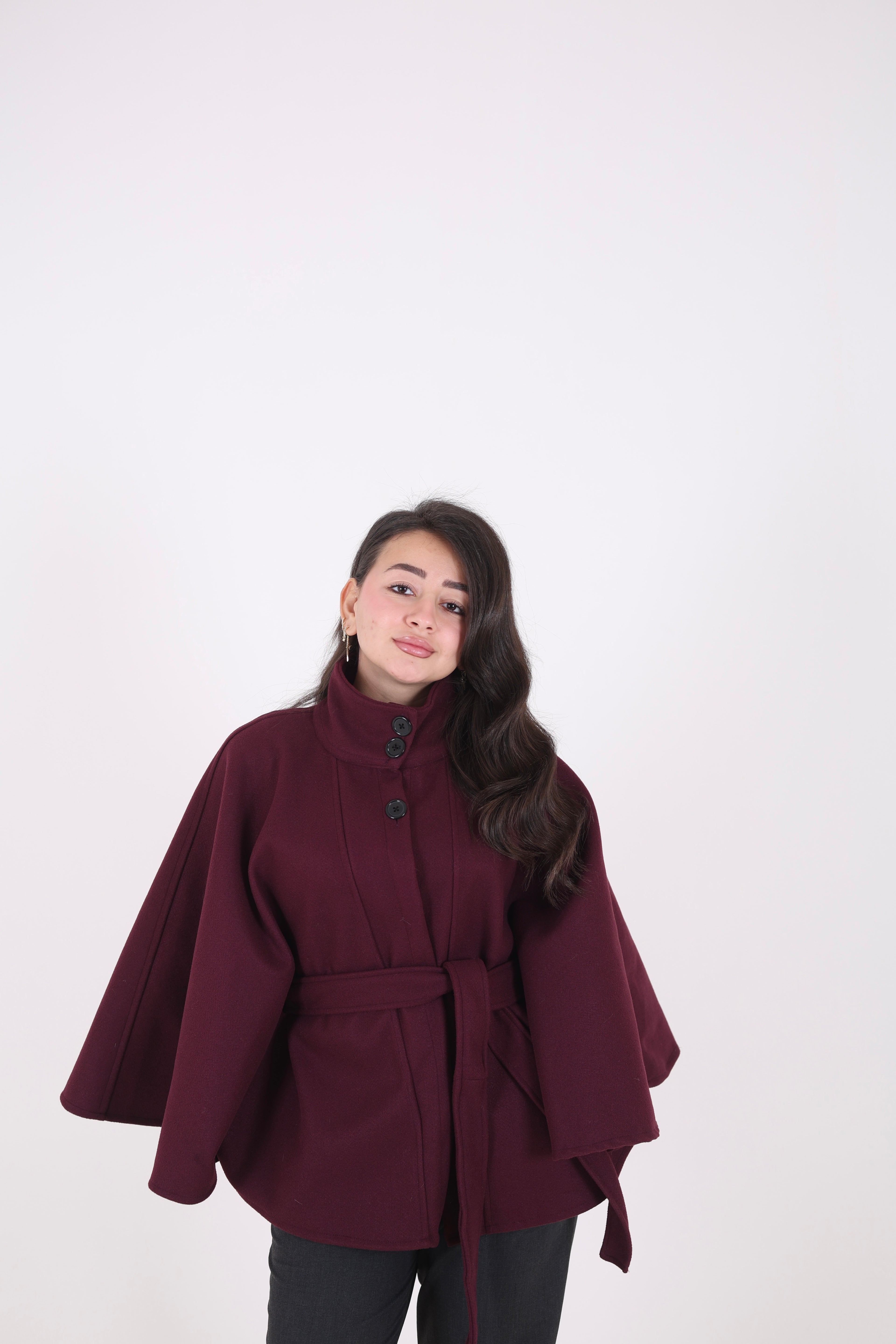 Open Wool Cape Jacket