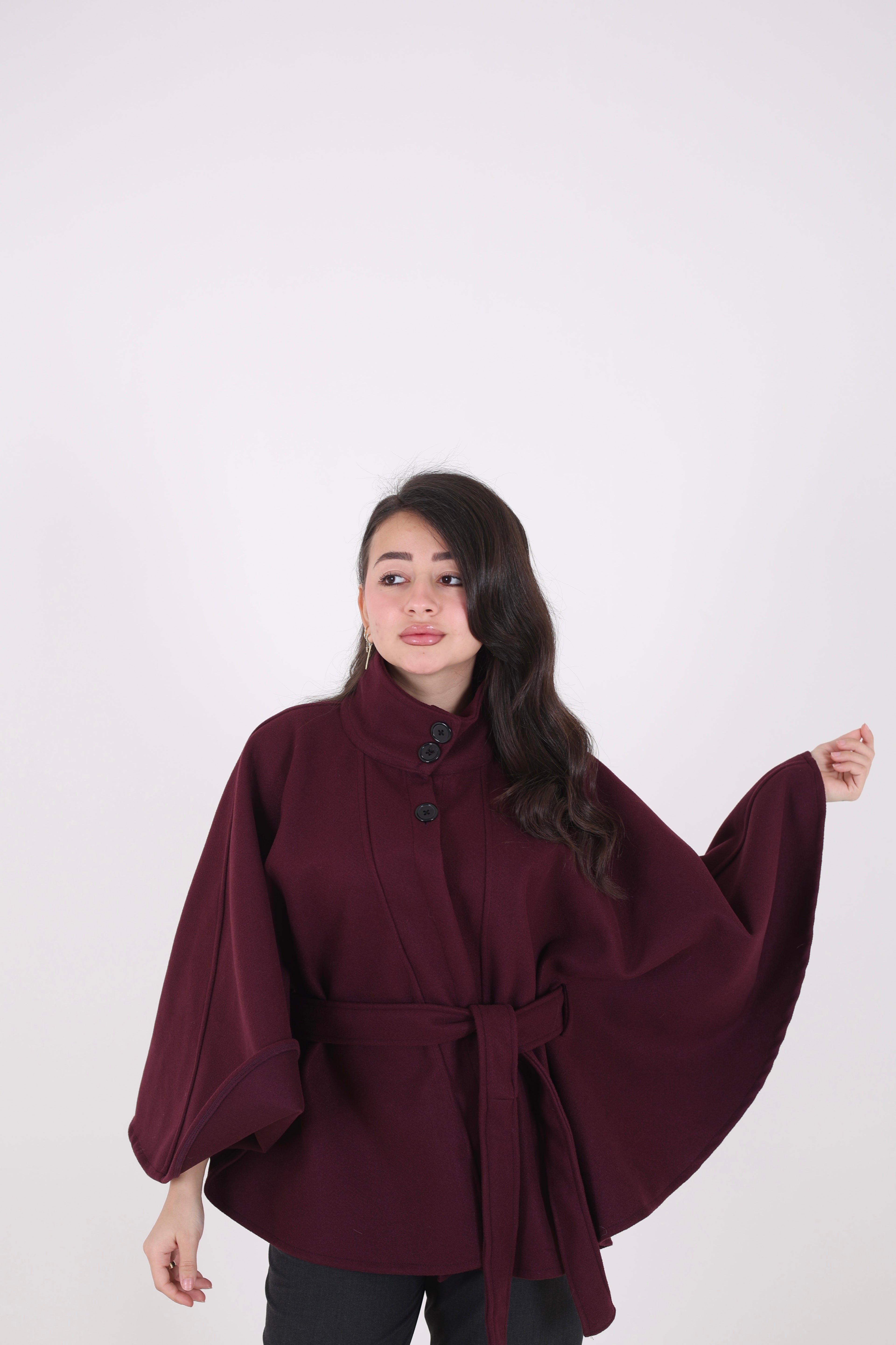 Open Wool Cape Jacket