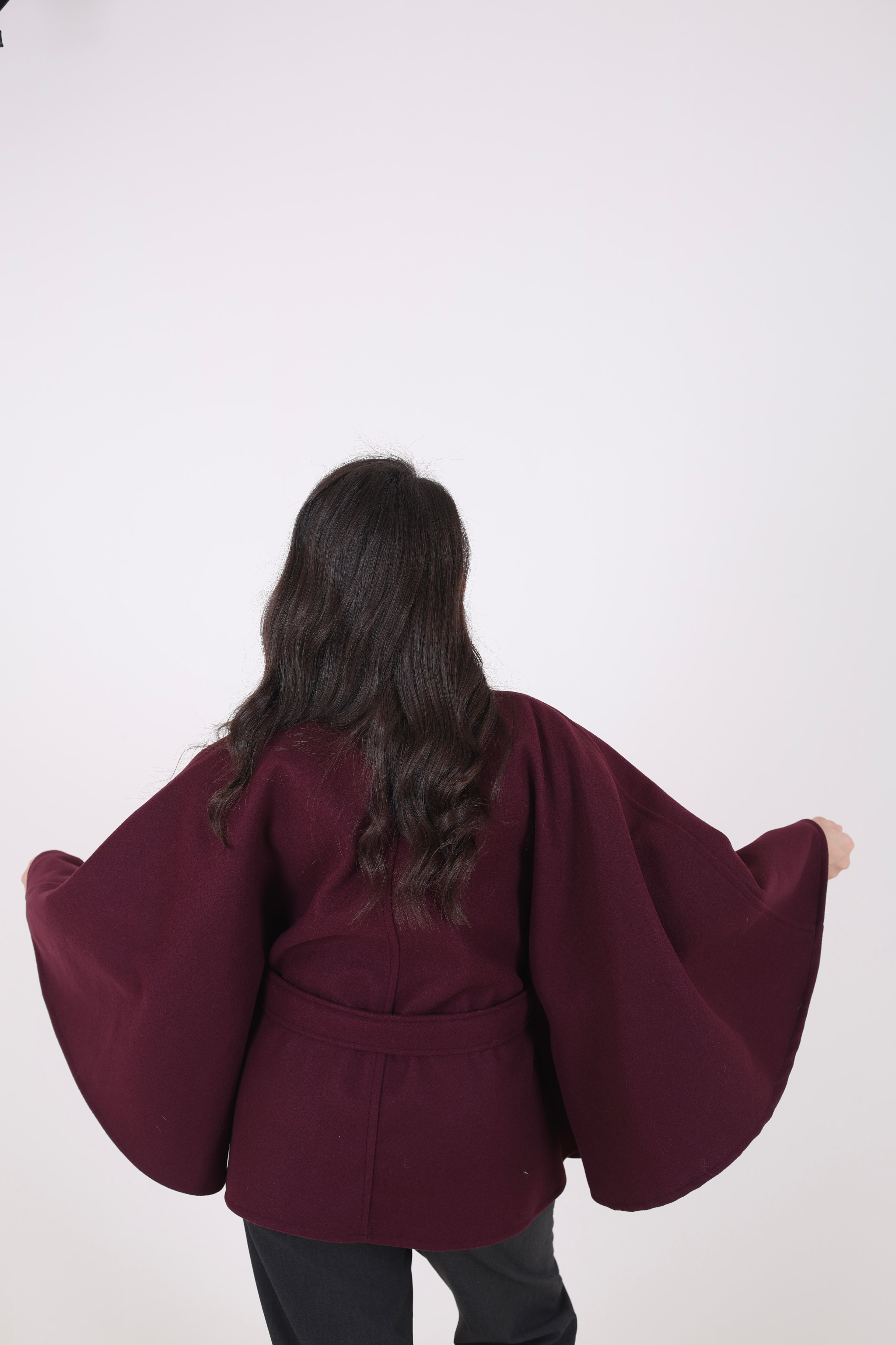 Open Wool Cape Jacket