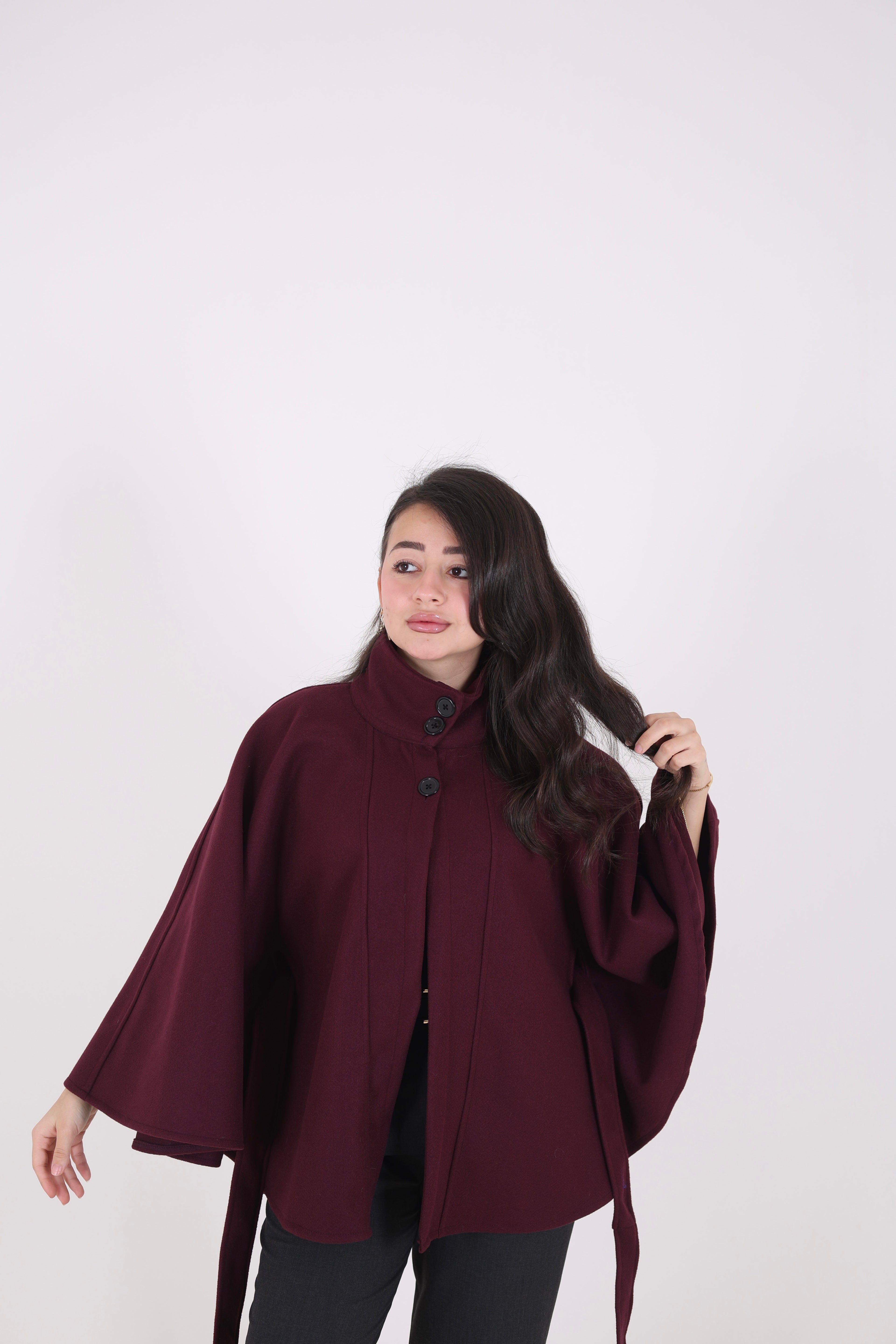 Open Wool Cape Jacket