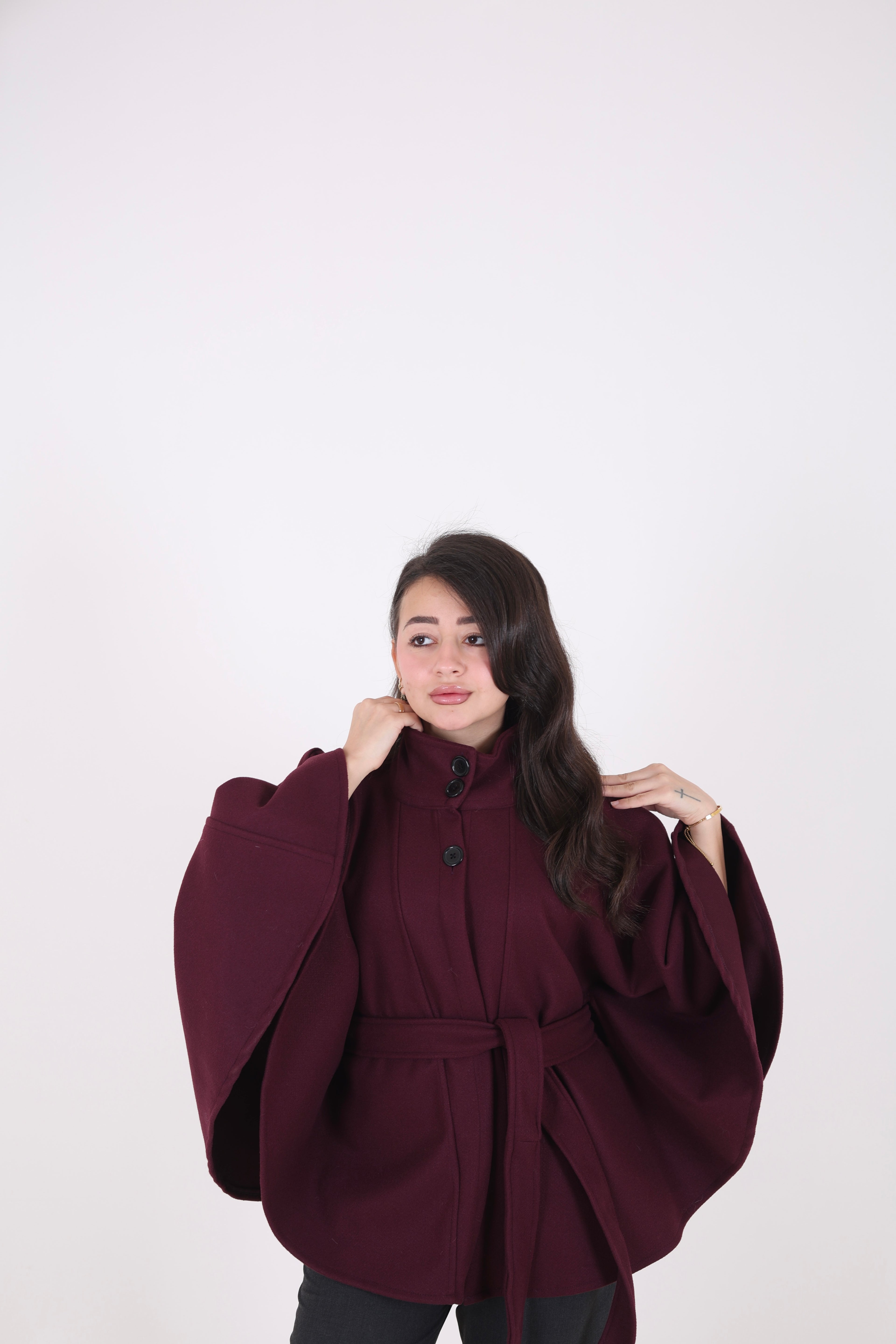 Open Wool Cape Jacket