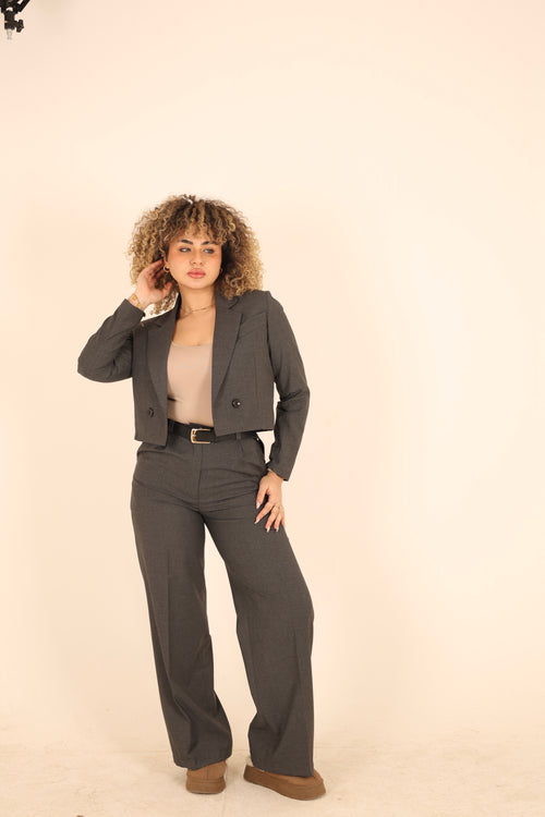 Dark Gray Cropped Suit