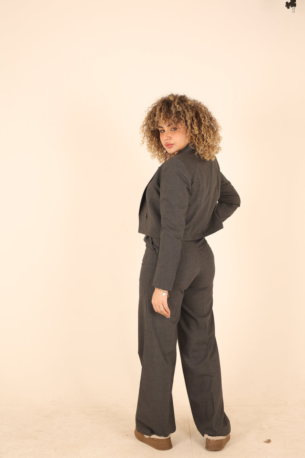 Dark Gray Cropped Suit