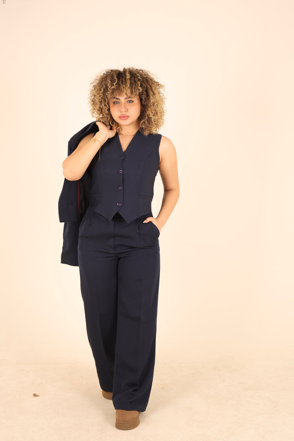 Navy Cropped Suit