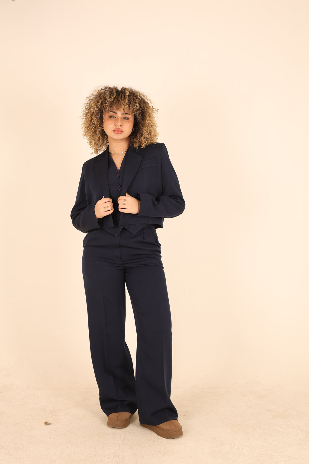 Navy Cropped Suit