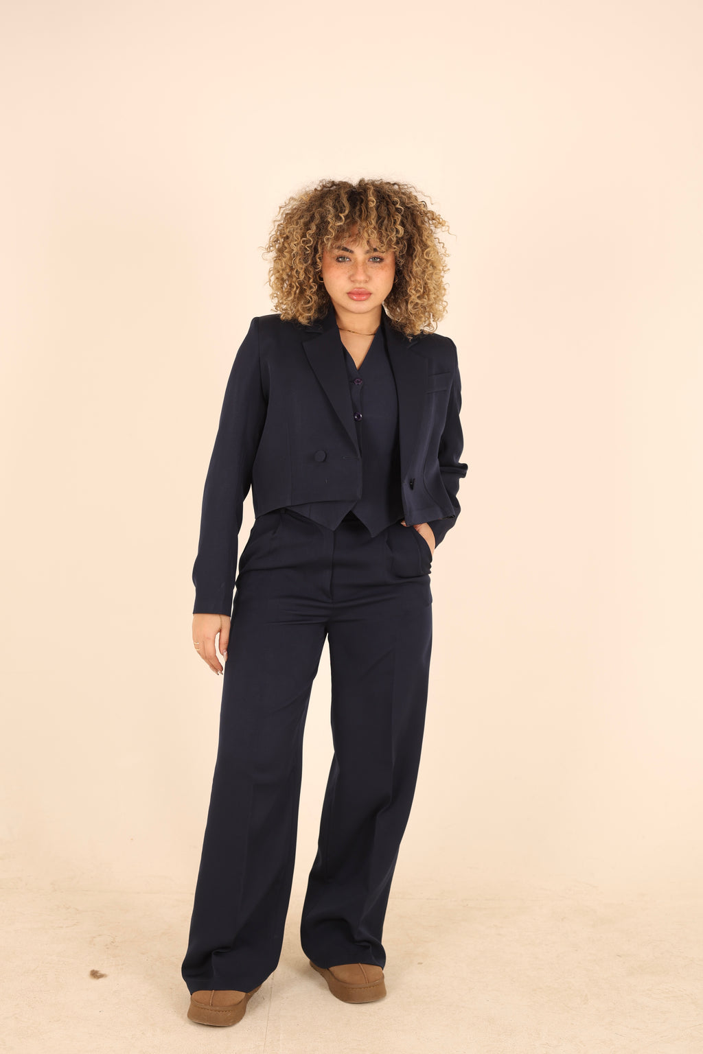 Navy Cropped Suit